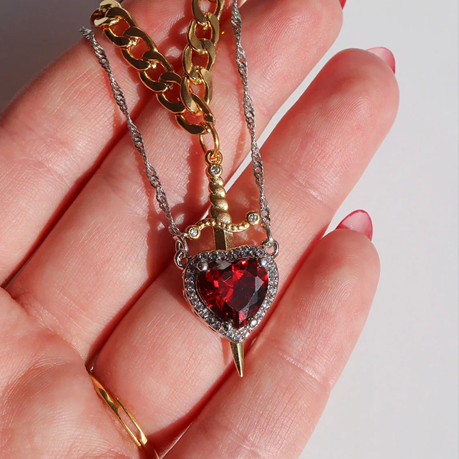 Heart & Sword Promise Necklace His / Her Set