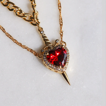 Heart & Sword Promise Necklace His / Her Set