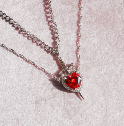 Heart & Sword Promise Necklace His / Her Set