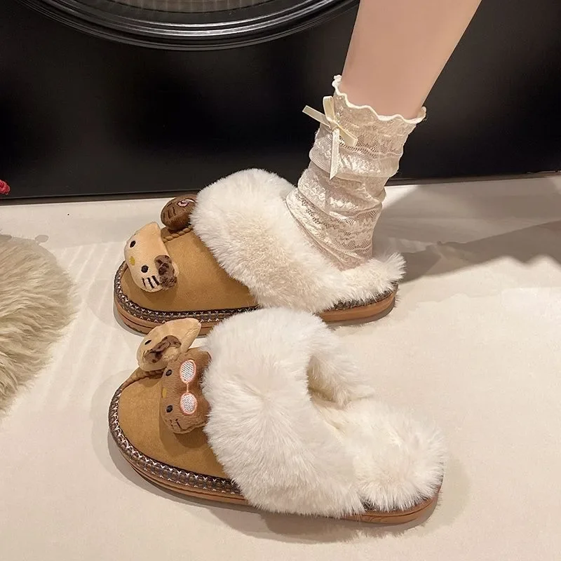 Fluffy Hello Kitty Slippers