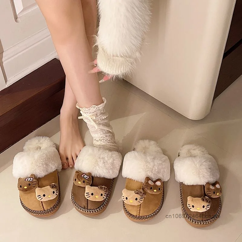 Fluffy Hello Kitty Slippers