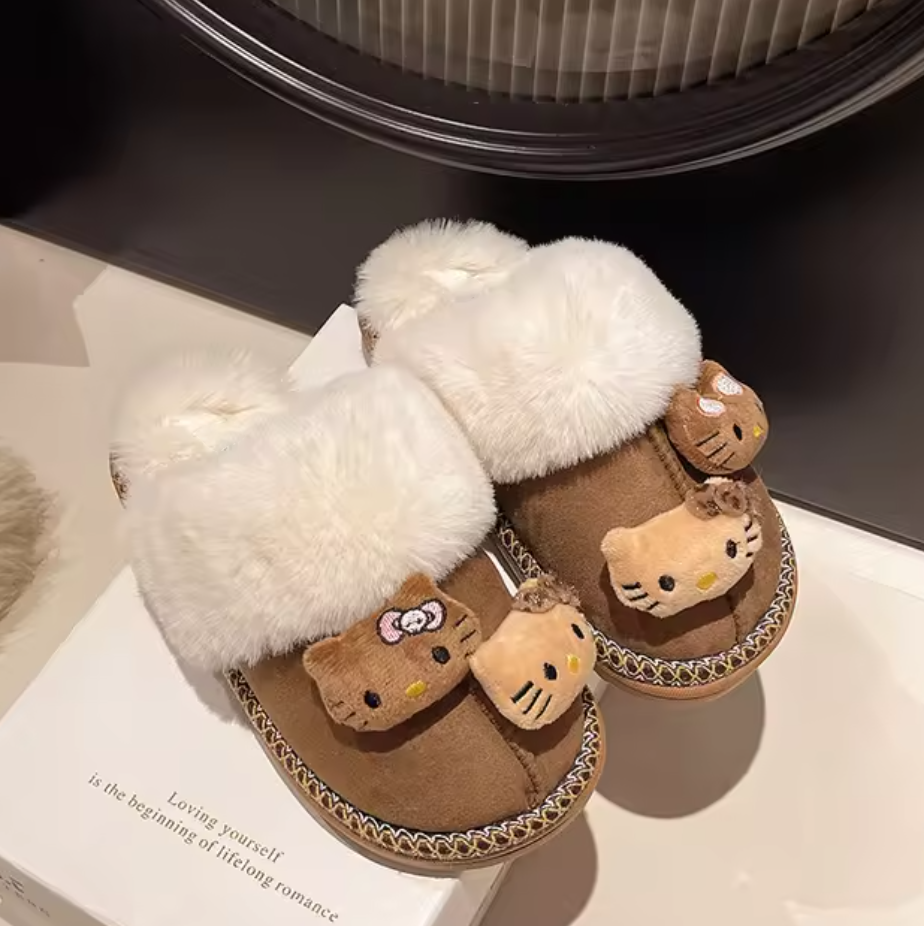 Fluffy Hello Kitty Slippers